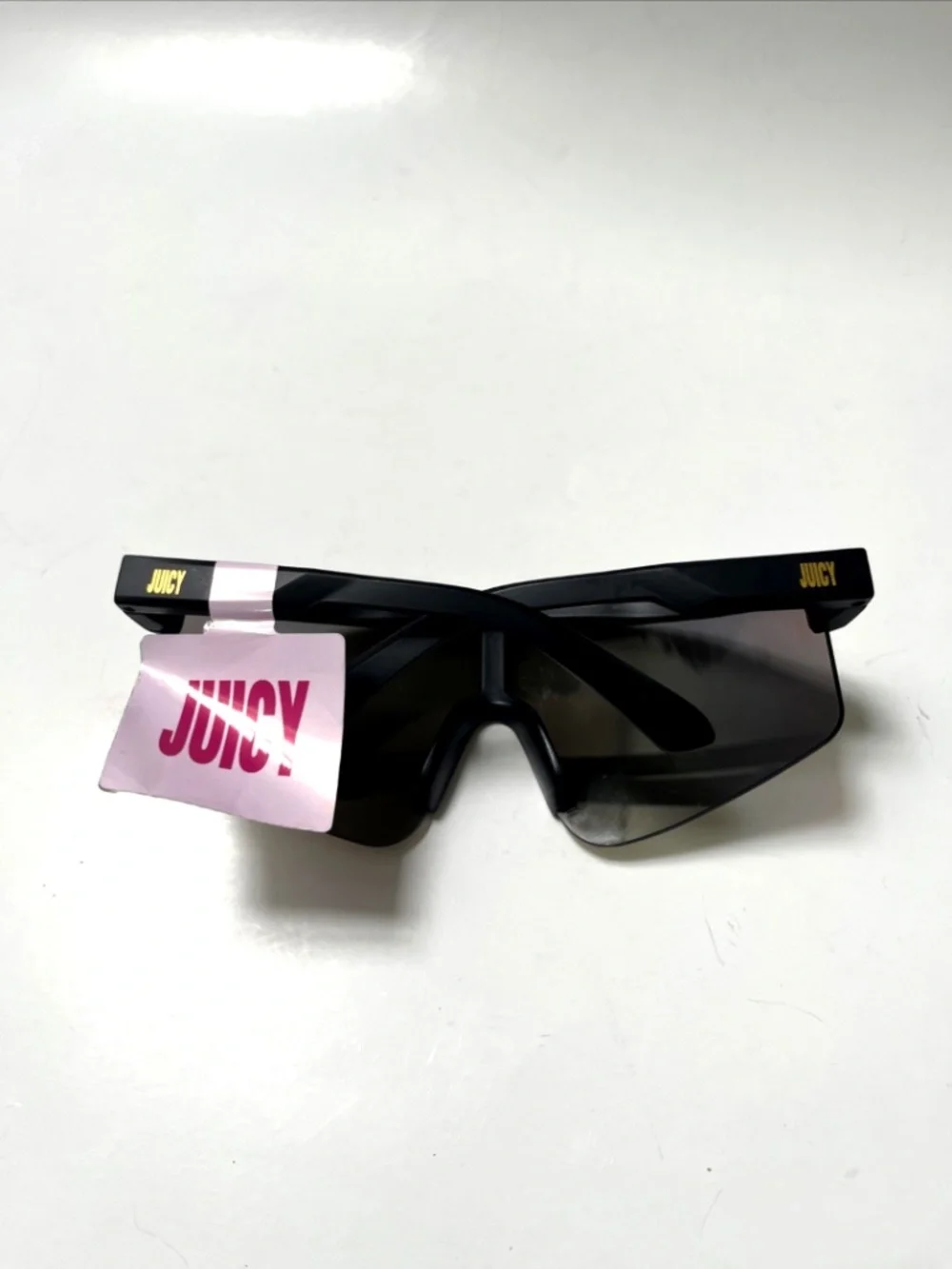 New JUICY COUTURE Wrap Shield  Sunglasses Black Acetate Iridescent Lens